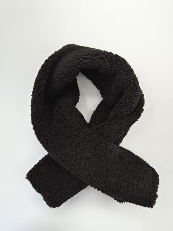 ブラックシェルパフリース冬用マフラー・もこもこテディ素材・厚手ループスタイル - certified scarf manufacturer China