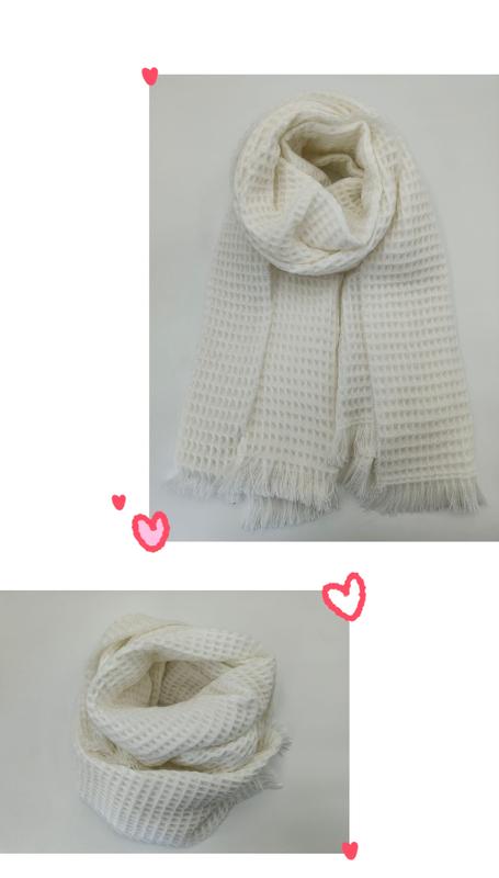 クリーム色ワッフルニットフリンジスカーフ、アイボリー冬用テクスチャーラップ - wholesale fashion accessories